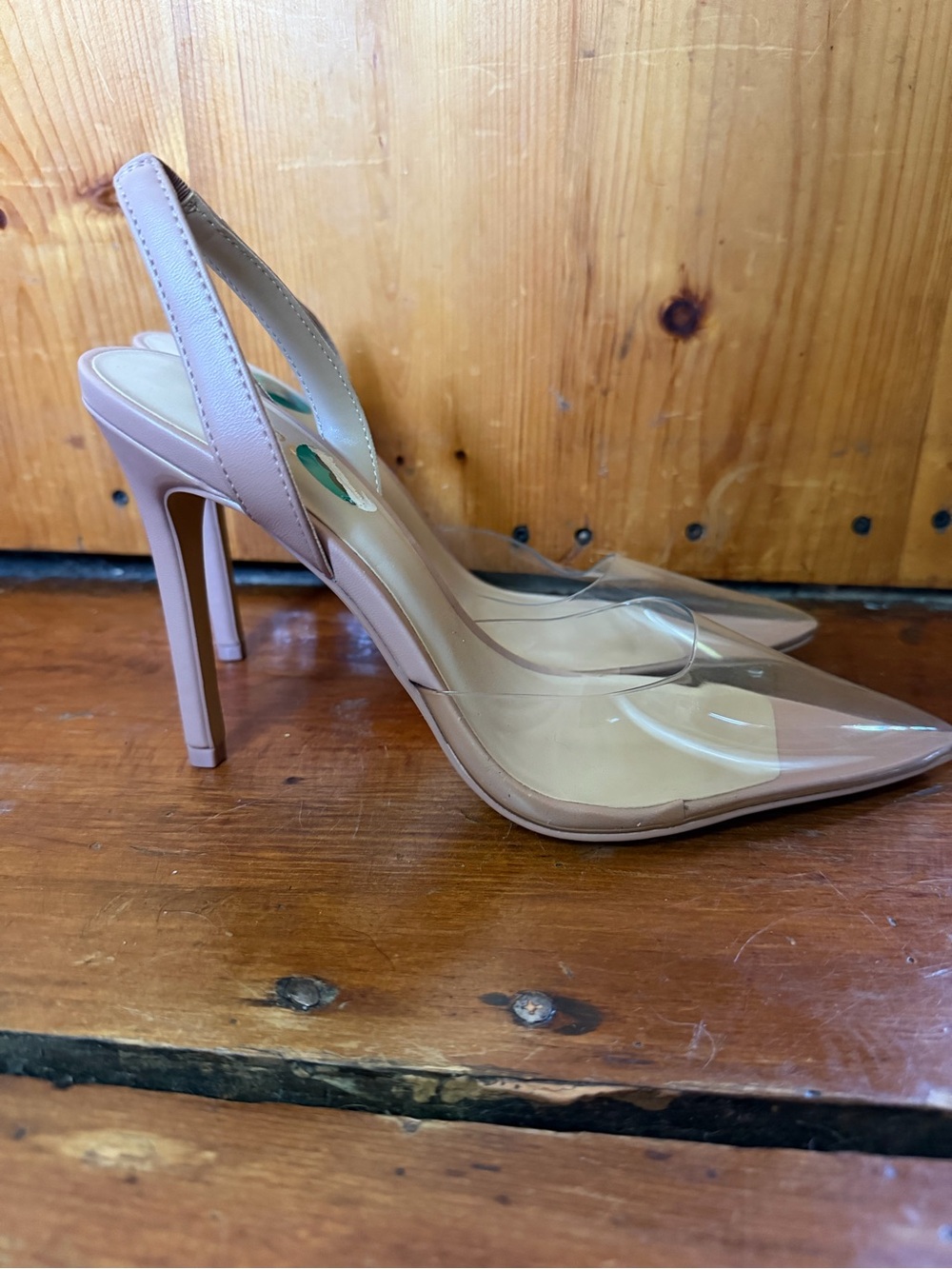 Aldo Nude Clear PVC Slingback Stiletto Heels